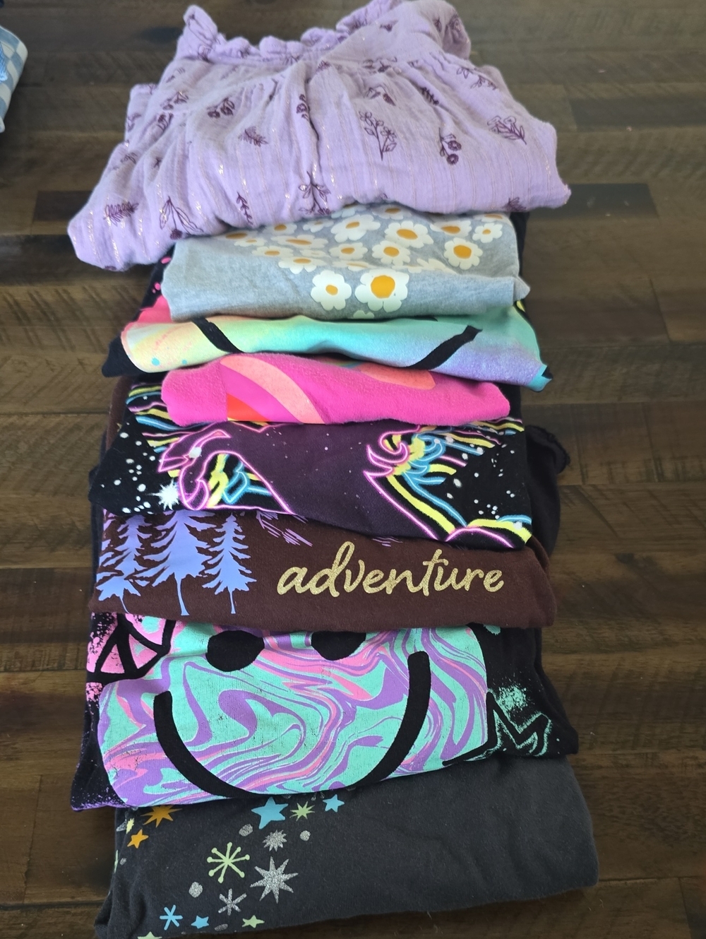 Colorful Graphic Tee Stack - Multicolor Smiley & Adventure Prints